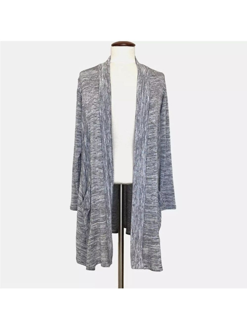 Sympli Open Front Cardigan Long Grey Knit Women’s Size 10 Pockets Canada